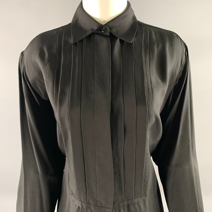 JIL SANDER Size XS Black Viscose Pleated Shirt