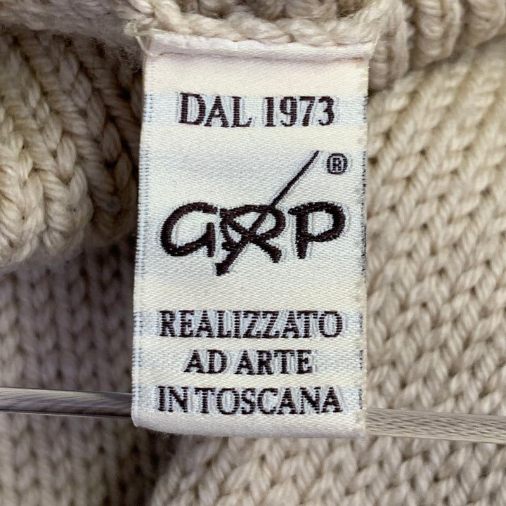 GRP Size L Beige Knit Merino Wool Turtleneck Sweater