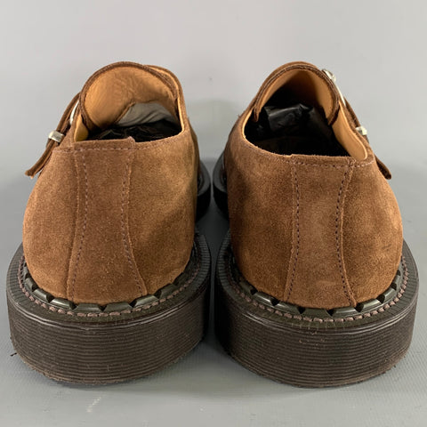 GEORGE COX Size 10 Brown 4200 MG MONK 593 Leather Creeper Loafers