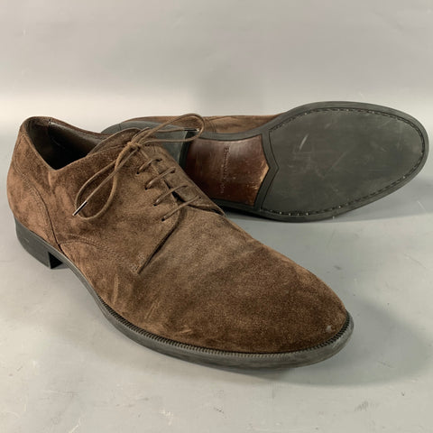 ERMENEGILDO ZEGNA Size 9.5 Brown Solid Suede Derby Lace Up Shoes
