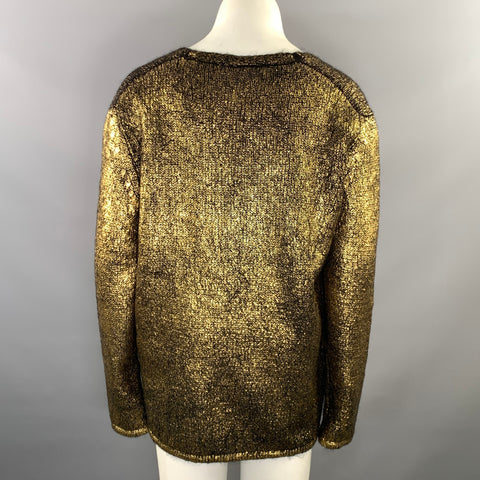 TOM FORD Size M Gold Black Mohair Blend Metallic V Neck Sweater Womens