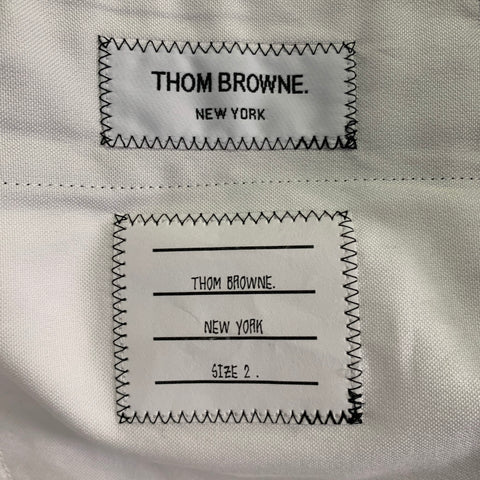 THOM BROWNE Size 42 Navy White Red Plaid Wool Mohair Silk Suit