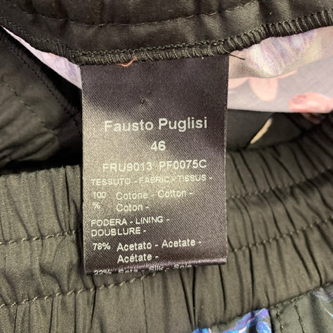 FAUSTO PUGLISI Size 30 Black Blue Orange Floral Cotton Shorts