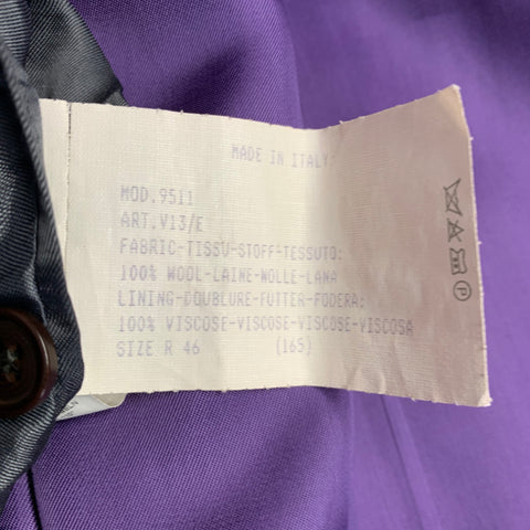 PAUL SMITH Size 46 Westbourne Regular Grey Purple Pinstripe Wool Notch Lapel Suit