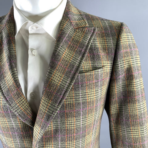 MOSCHINO Size 36 Tan Orange Glen Check Wool Elastane Sport Coat