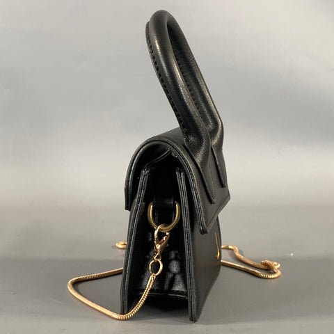 JACQUEMUS Black Gold Leather Mini Handbag