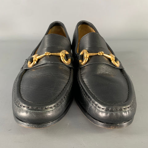 BRUNO MAGLI Size 10 Black Gold Leather Loafers