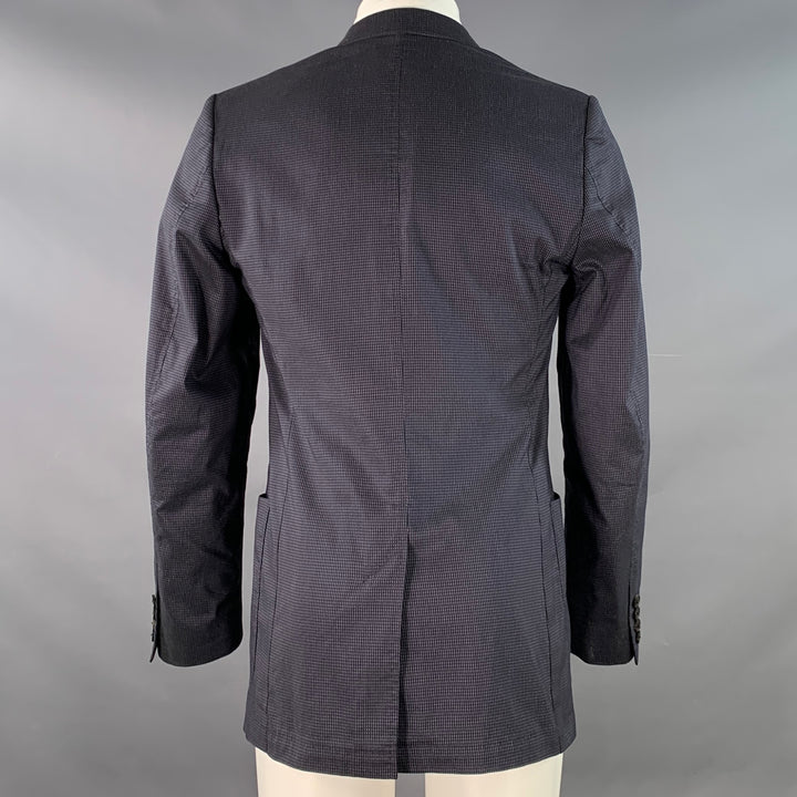 DRIES VAN NOTEN Size 40 Navy Grey Stripe Cotton Blend Notch Lapel Sport Coat