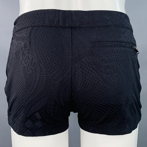 MR TURK Size 30 Black Nylon Blend Textured Mesh Swim Trunks