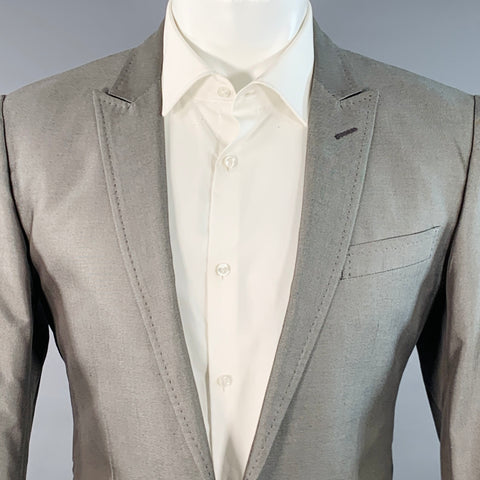 DOLCE & GABBANA Size 38 Grey Cotton Silk Peak Lapel Single Button Sport Coat