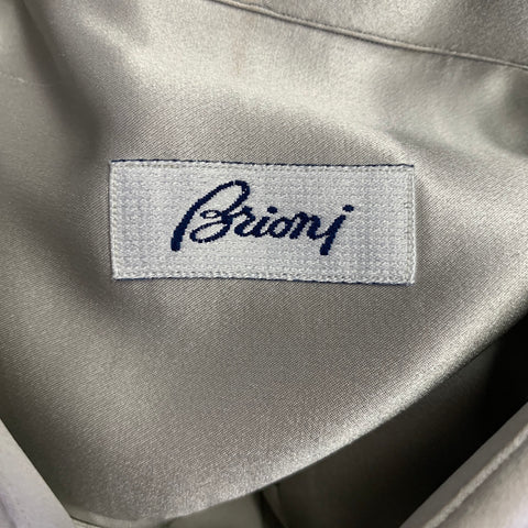 BRIONI Size L Silver Silk Button Up Long Sleeve Shirt Set