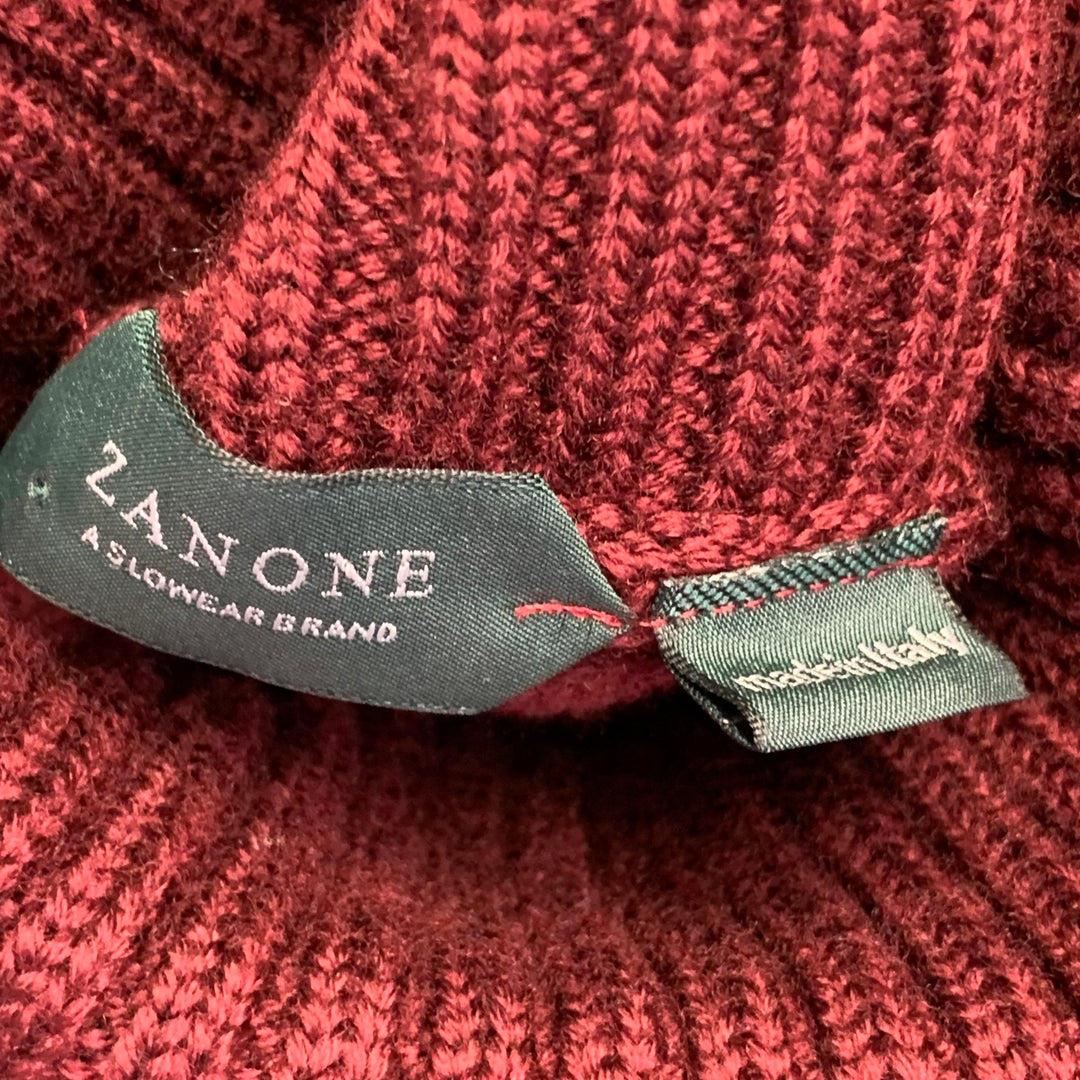 ZANONE Size 44 Burgundy Virgin Wool Knit Turtleneck Sweater