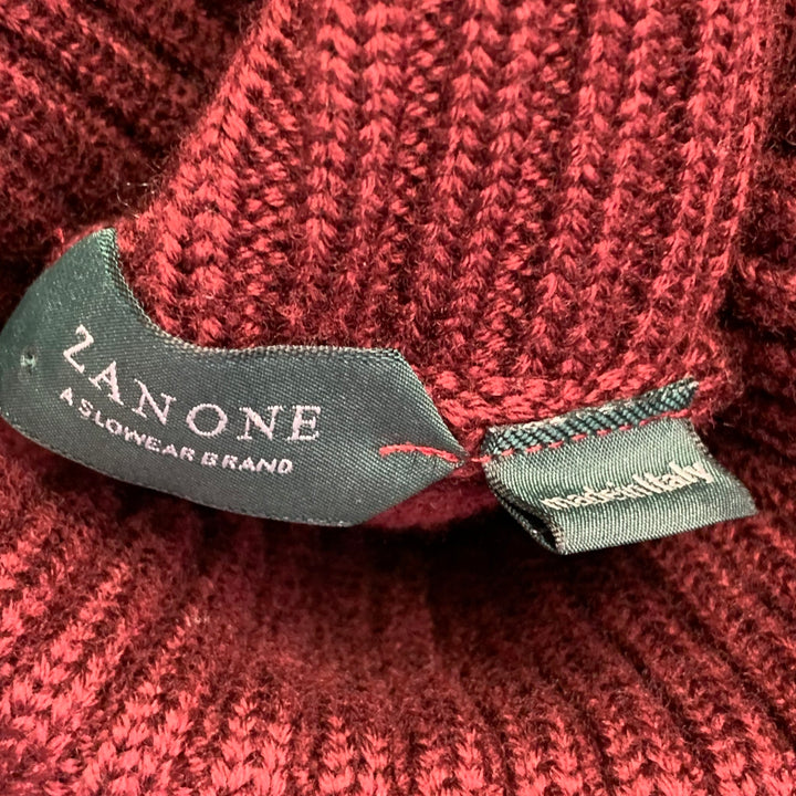 ZANONE Size 44 Burgundy Virgin Wool Knit Turtleneck Sweater