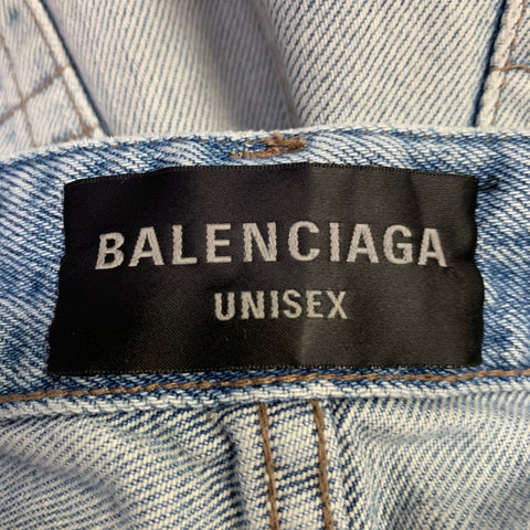 BALENCIAGA Size XS Light Blue Cotton Wide Leg Jeans