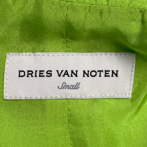 DRIES VAN NOTEN Size S Neon Green Silk Cotton Notch Lapel Suit