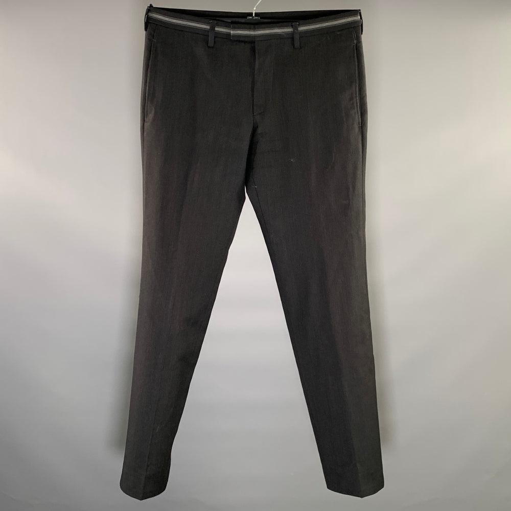 GUCCI Size 36 Black Grey Stripe Viscose Flat Front Dress Pants