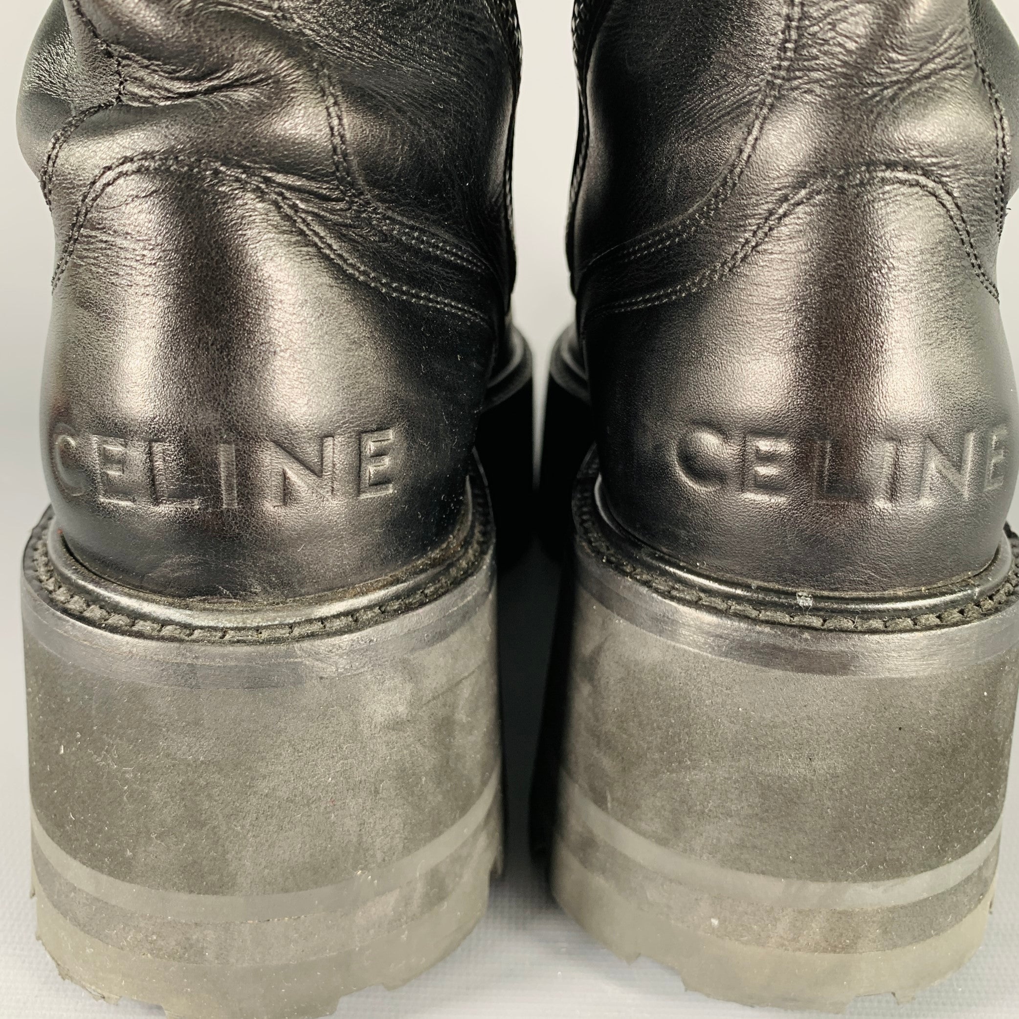 CELINE Size 8 SS23 -Bulky Maxx- Black Leather Platform Boots – Sui