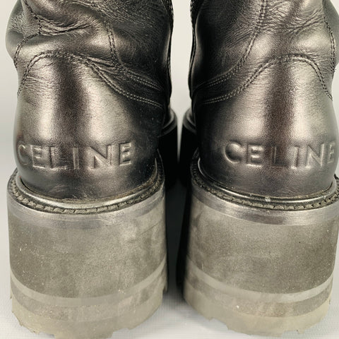 CELINE Size 8 SS23 -Bulky Maxx- Black Leather Platform Boots