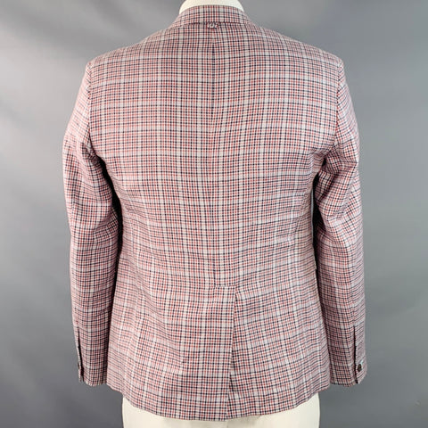 BLACK FLEECE Size 42 Regular Grey Red Black Plaid Sport Coat