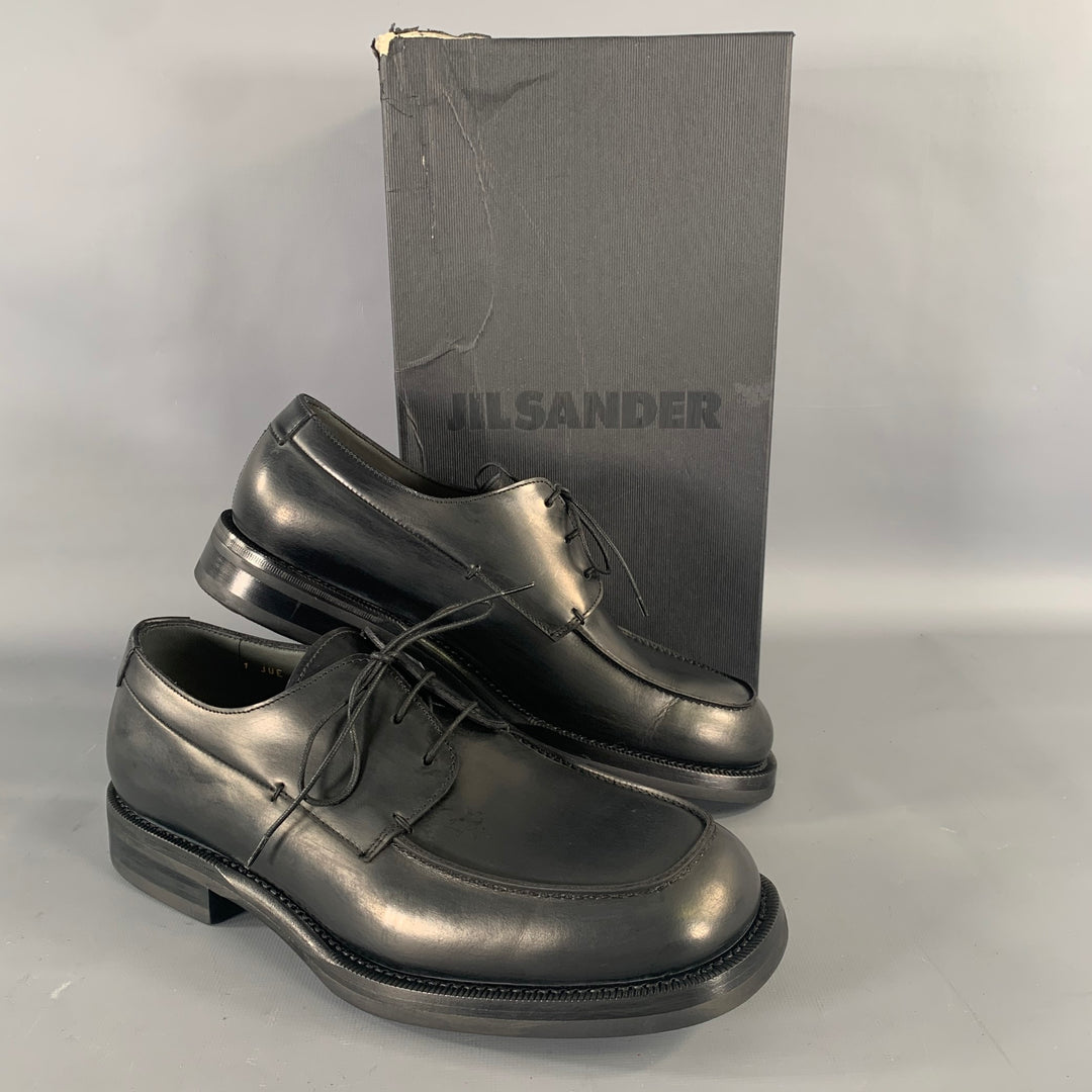 JIL SANDER Size 8 Black Leather Lace Up Shoes
