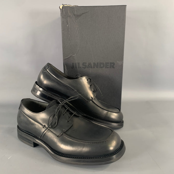 JIL SANDER Size 8 Black Leather Lace Up Shoes