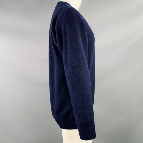 TSE Size M Navy Waffle Knit Cashmere Crew Neck Pullover