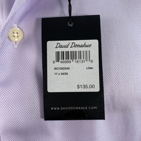 DAVID DONAHUE Size XXL Purple Lilac Woven Cotton Spread Collar Long Sleeve Shirt