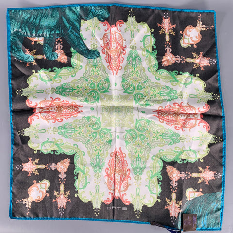 ETRO Black Multi Color Abstract Silk Pocket Square