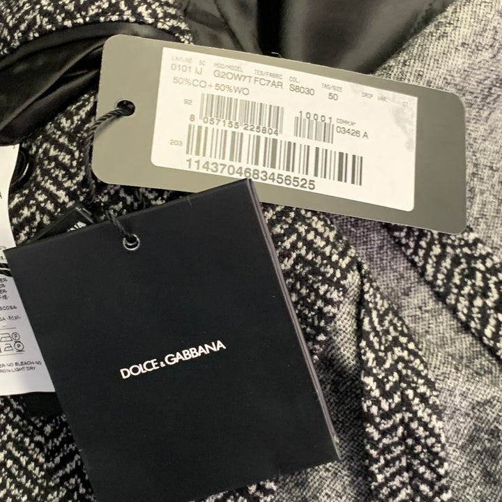 DOLCE & GABBANA Size 40 Black White Herringbone Wool Cotton Sport Coat