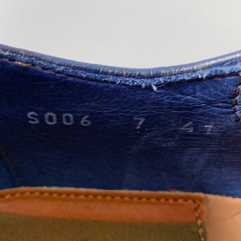 PAUL SMITH Size 8 Blue Leather Cap Toe Derby Lace-Up Shoes