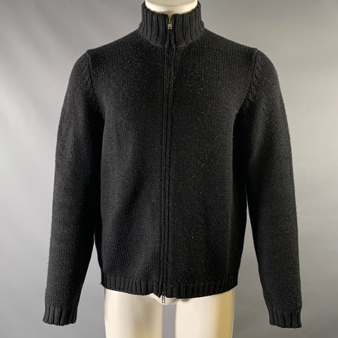 Cardigan zippé en laine tricotée ZANONE Taille M Noir