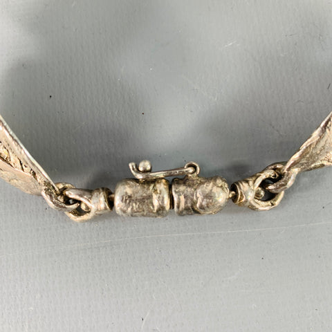 VINTAGE Silver Leaves Metal Choker Necklace