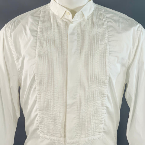 MARC JACOBS Size S White Cotton Wingtip Pleated Bib French Cuffs Tuxedo Long Sleeve Shirt