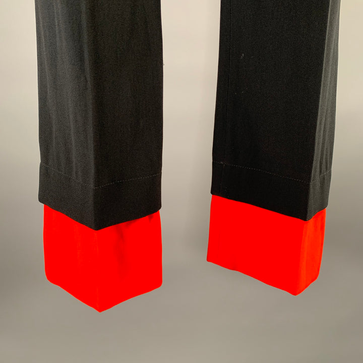 ALEXANDER MCQUEEN Size 2 Black Red Cuff Dress Pants