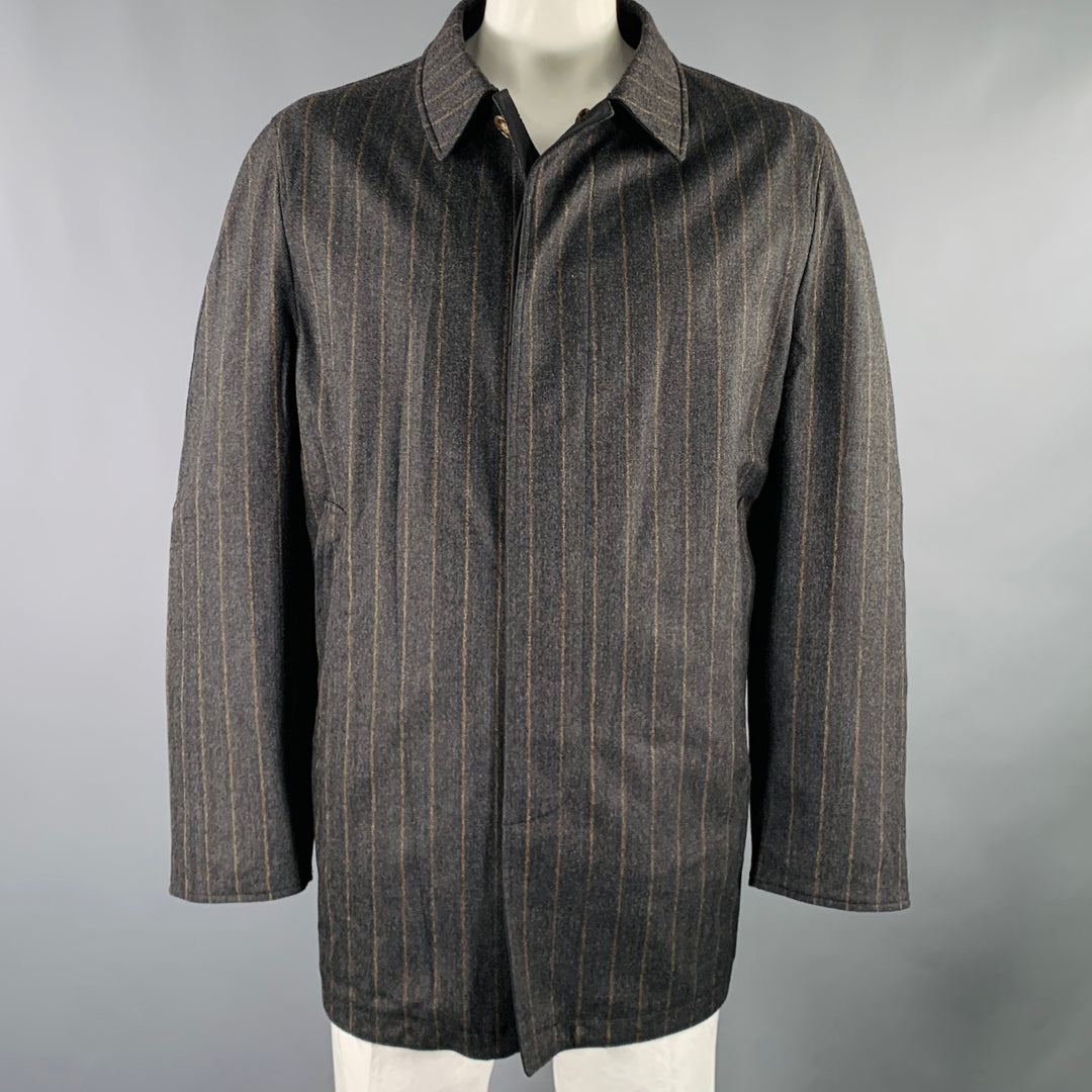 JOHN W. NORDSTROM Size 48 Black Grey Brown Reversible Coat