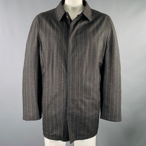 JOHN W. NORDSTROM Size 48 Black Grey Brown Reversible Coat