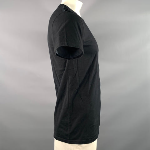 BALMAIN Size XL Black Solid Cotton Crew Neck t shirt