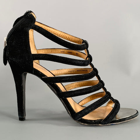 COACH Size 8 Lavania Black Suede Gladiator Sandals