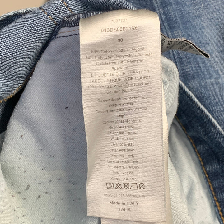DIOR HOMME Size 30 Blue Contrast Stitch Cotton Blend Twill Slim Straight Jeans
