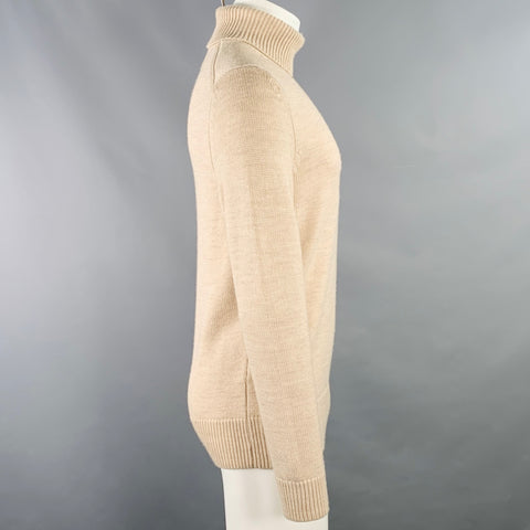 NN07 Size S Beige Knit Wool Turtleneck Sweater