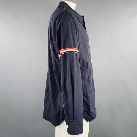 THOM BROWNE Size XXL Navy Nylon Long Sleeve Shirt Jacket