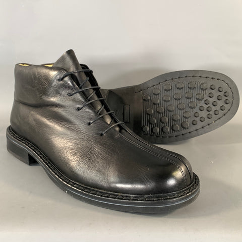 GIRAUDON Size 10 Black Leather Round Toe Lace Up Shoes