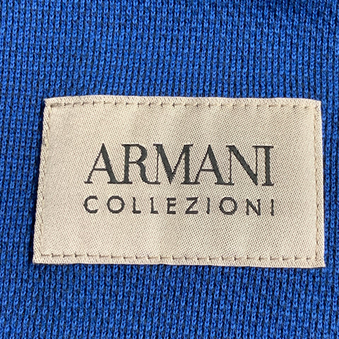 ARMANI COLLEZIONI Size XL Navy Blue Textured Cotton Jacket