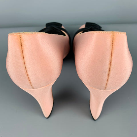 CHRISTIAN LOUBOUTIN Size 7.5 Pink Black Bow Pumps
