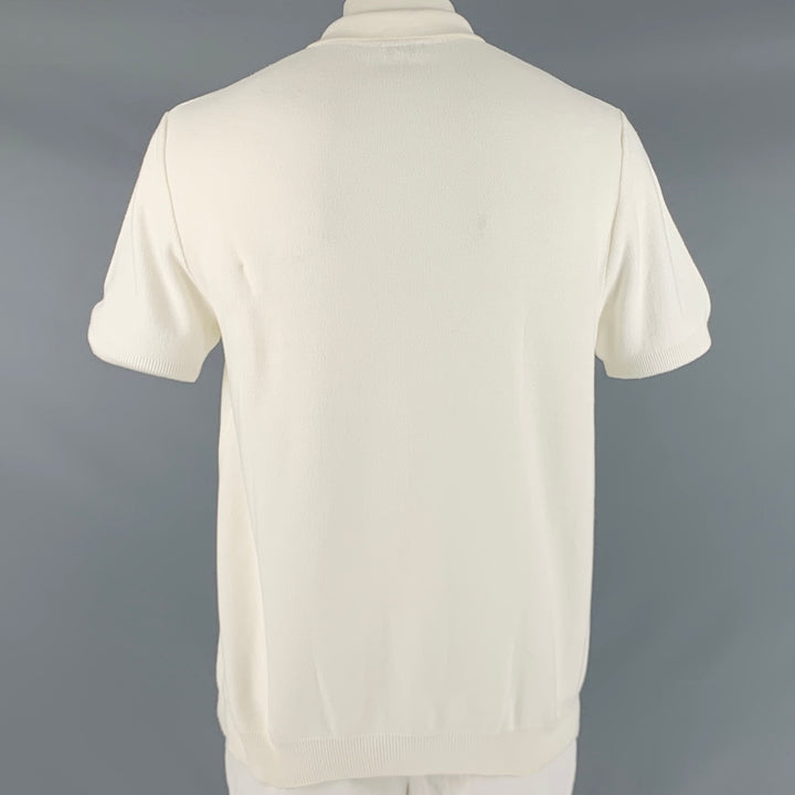 SUNSPEL Size XL Off White Pique Cotton Short Sleeve Polo