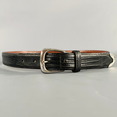 POLO by RALPH LAUREN Size 32 Black Silver Leather Lizard Belt