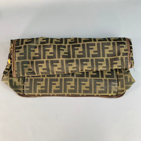 FENDI Brown Beige Monogram Nylon Foldable Tote Handbag