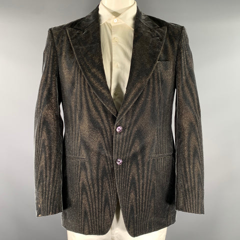 TOM FORD Chest Size 42 Black Gold Shimmery Viscose Blend Peak Lapel Sport Coat