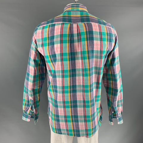 BEAMS Size L Multi-Color Madras Cotton One pocket Long Sleeve Shirt
