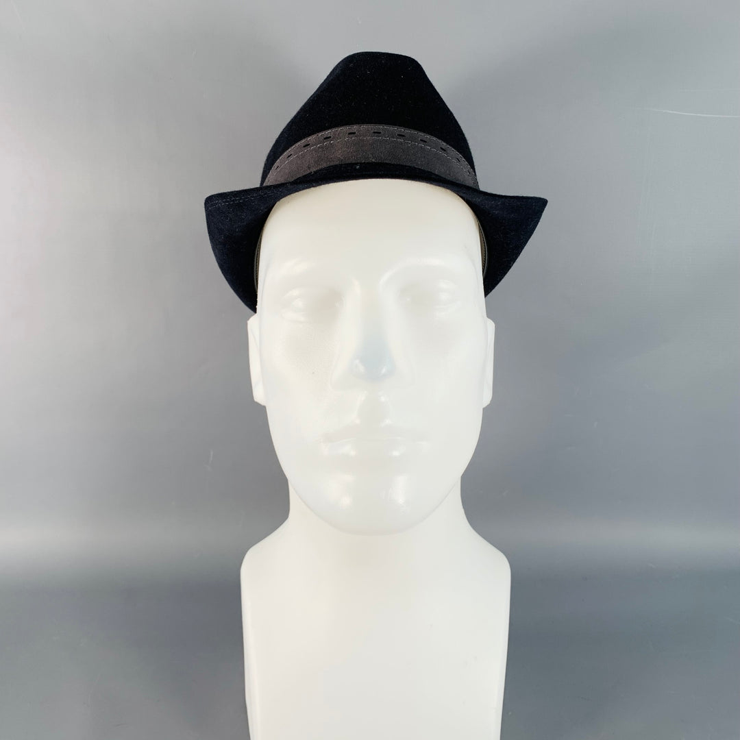 MARLOW Black Charcoal Wool Felt Trilby Fedora Hat